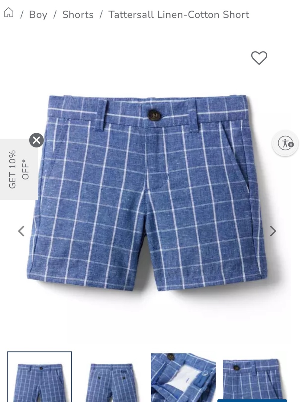 Janie and Jack linen cotton shorts blue white size 6 NWT